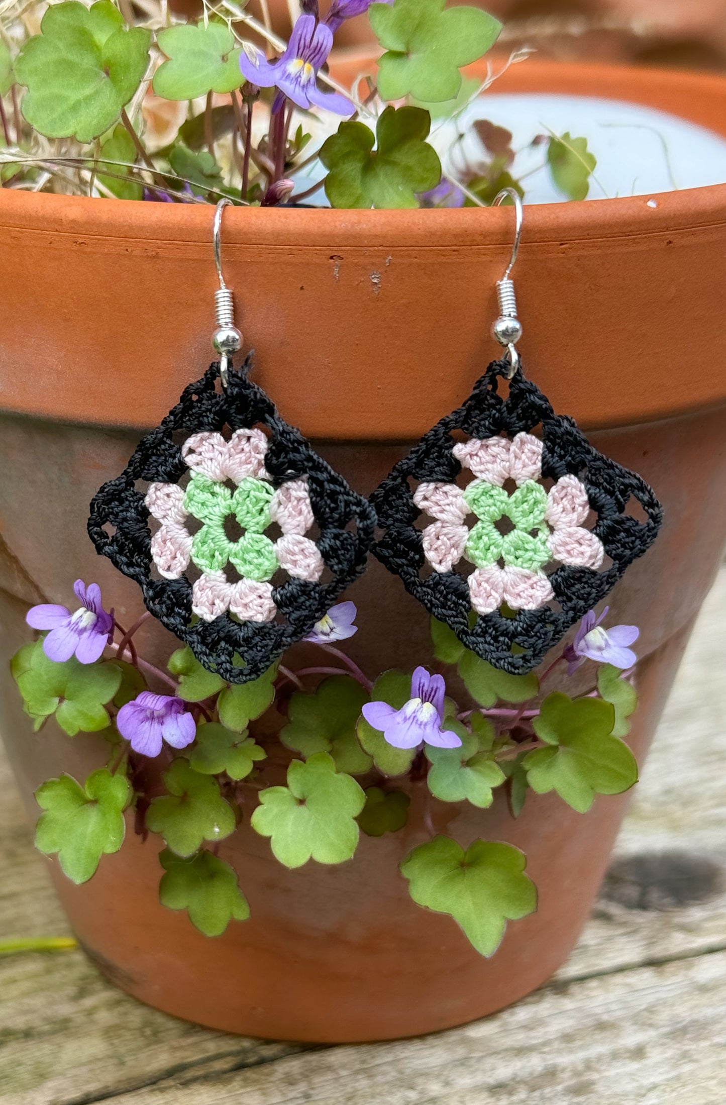 MINI CROCHET GRANNY SQUARE EARRINGS