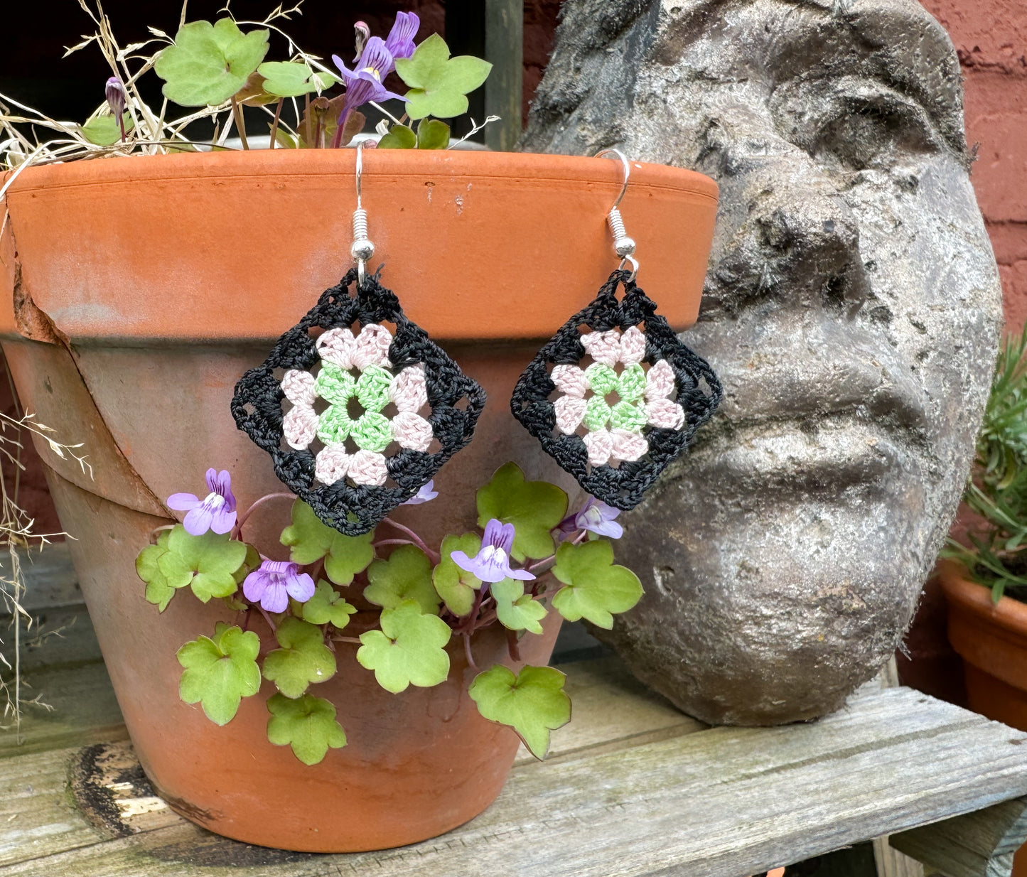 MINI CROCHET GRANNY SQUARE EARRINGS