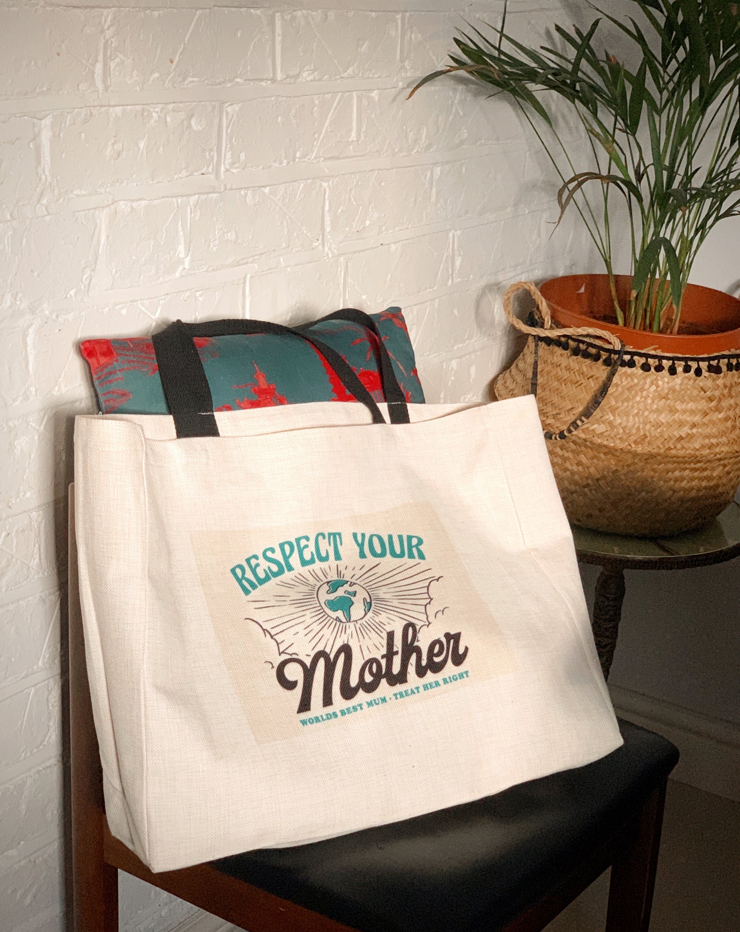 RESPECT YOUR MOTHER EARTH PRINTED TOTE BAG