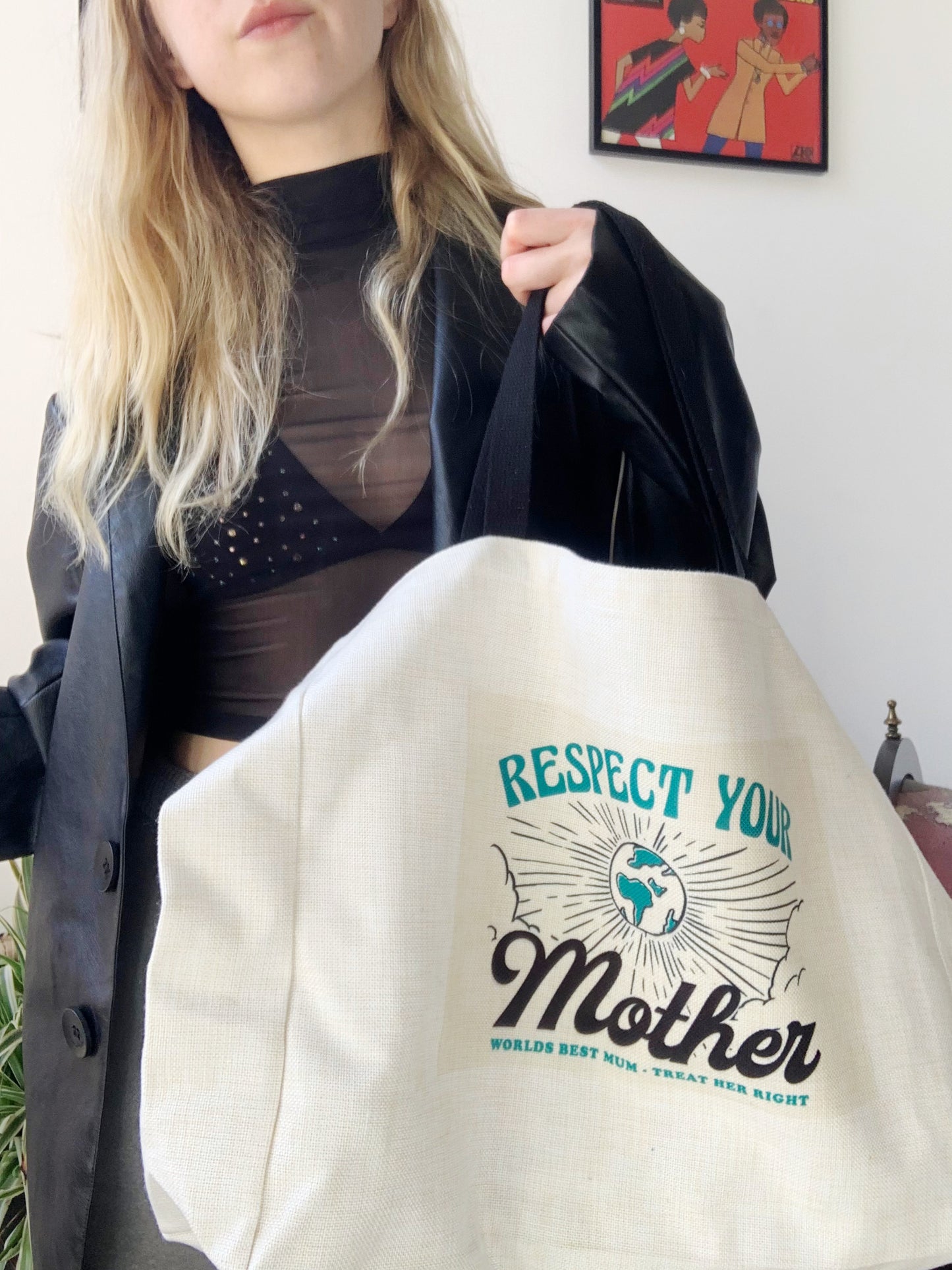 RESPECT YOUR MOTHER EARTH PRINTED TOTE BAG
