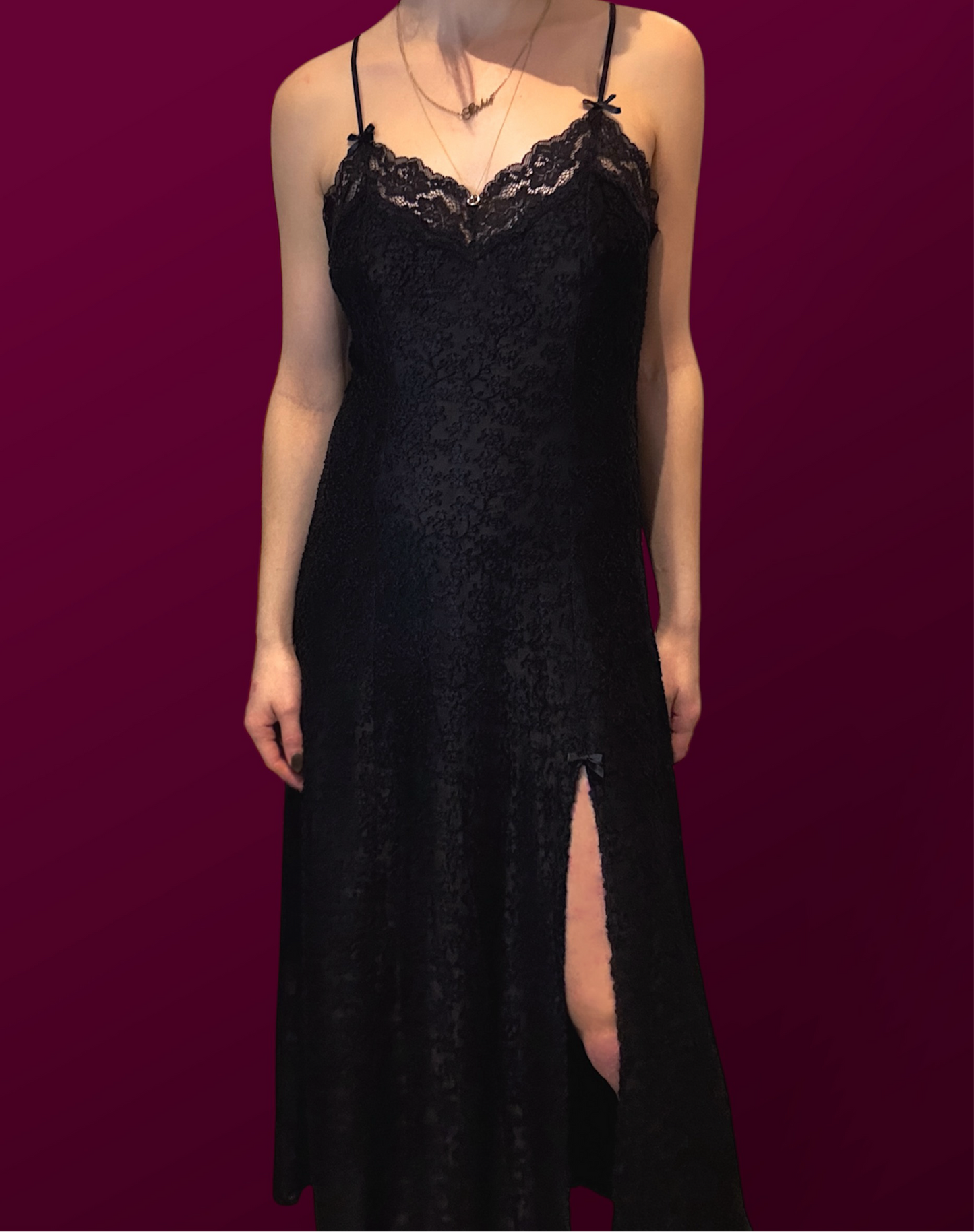 KATE BURNOUT MESH 90S MAXI SLIP DRESS