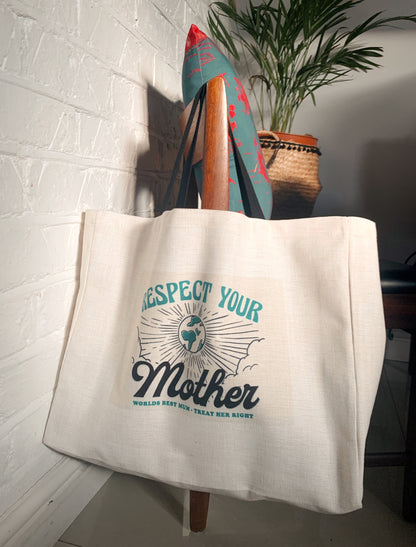 RESPECT YOUR MOTHER EARTH PRINTED TOTE BAG