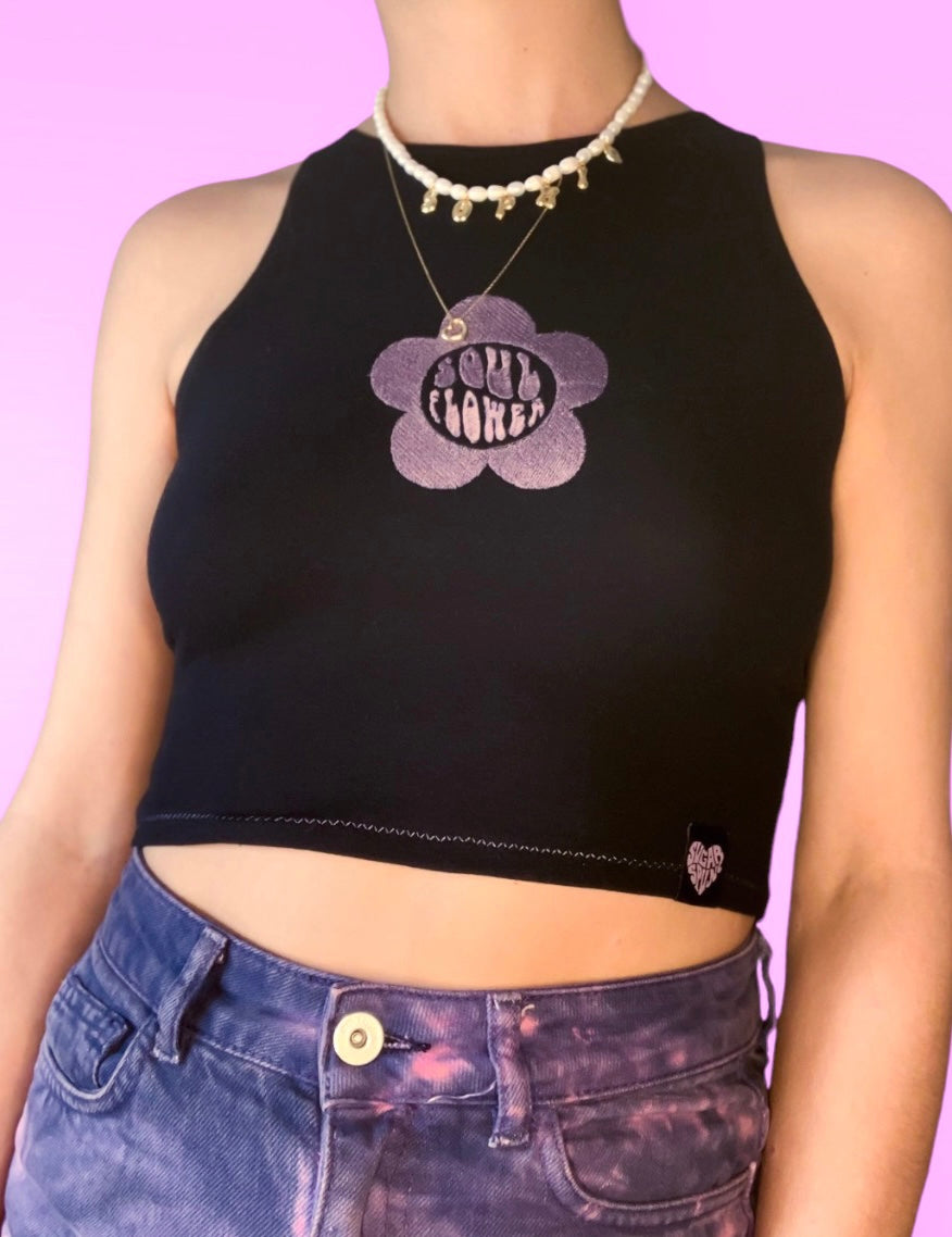 SOUL FLOWER EMBROIDERED TANK TOP