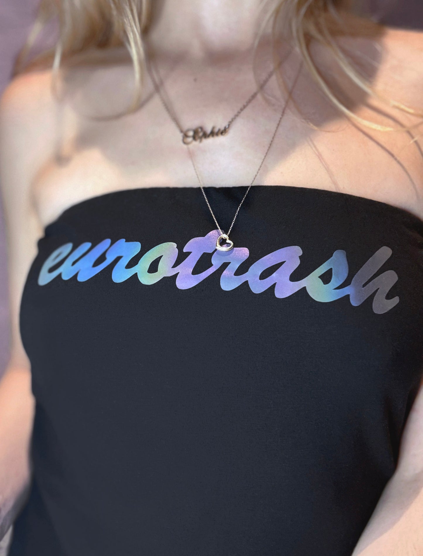 JEAN RAINBOW REFLECTIVE BANDEAU TOP